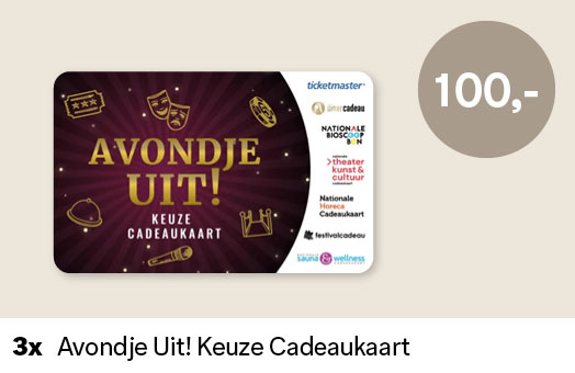 3 x Avondje Uit! Keuze Cadeaukaart t.w.v. €100